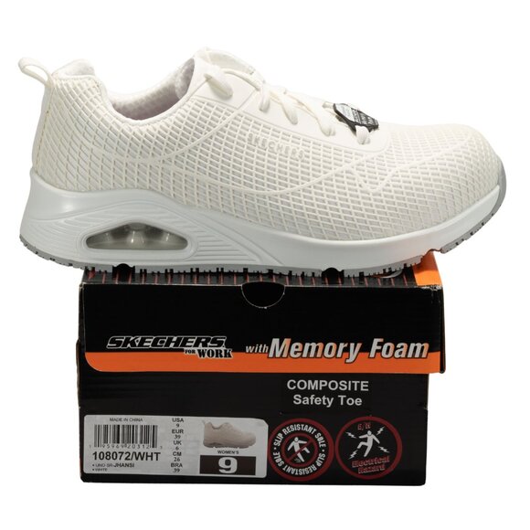 Skechers Work Uno SR Composite Toe Color White Women's Shoes Size 9 B - Medium - Picture 8 of 11